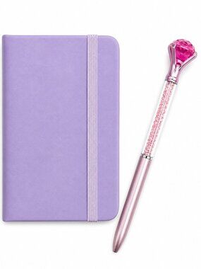 Violet A7 Pocket Notebook Journal Crystal Diamond Pen Gift Set Planner NEW